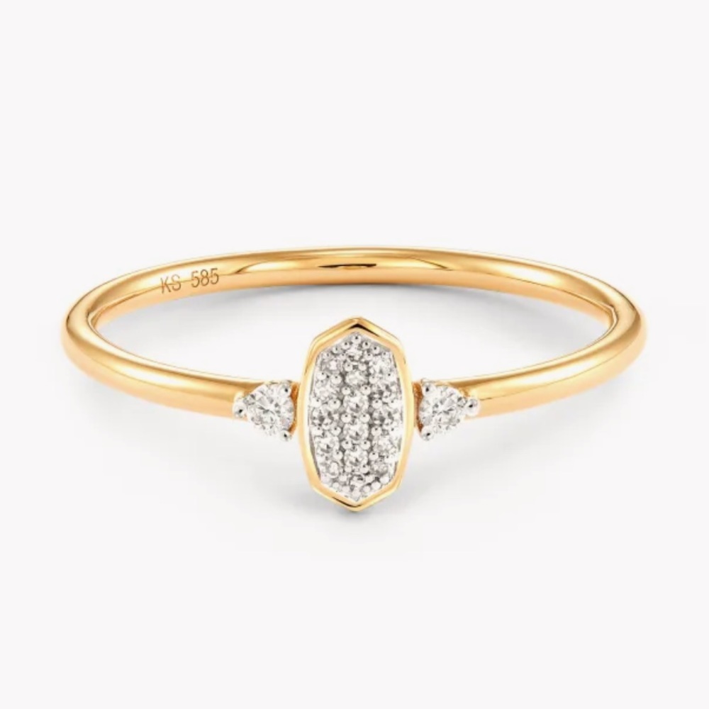 🌸KENDRA SCOTT MARISA BAND RING - 14K GOLD/WHITE DIAMOND - SIZE 9